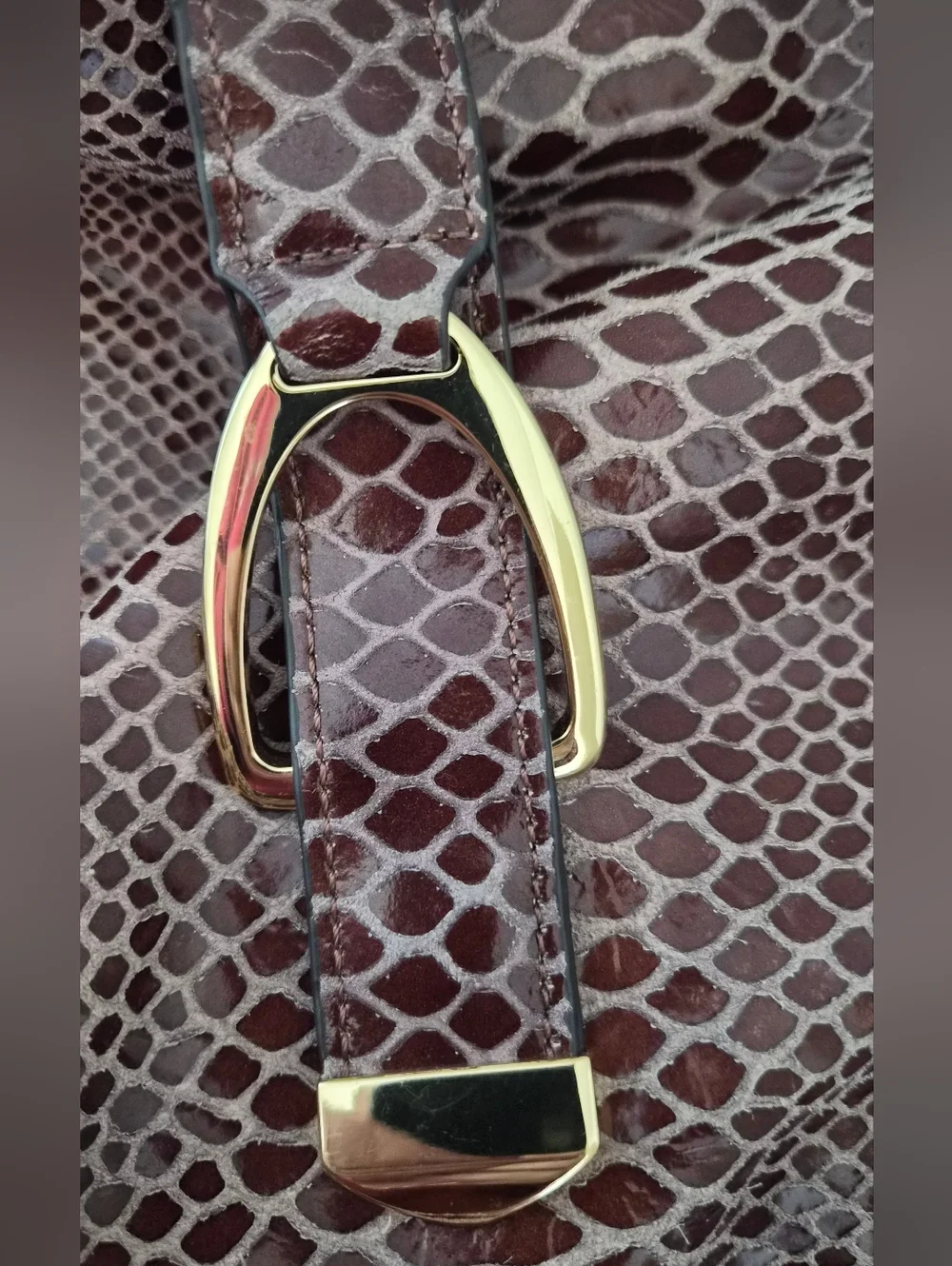 G.I.L.I. Got It Love It Snakeskin Embossed Leather Fringe Hobo Bag Brown